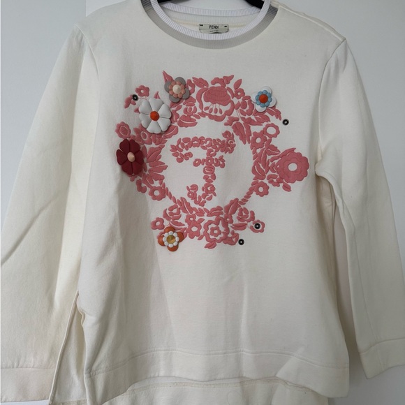 FENDI Fabulous sweatshirt with unique snap on flowers, zipper shoulder, size M - Picture 9 of 16